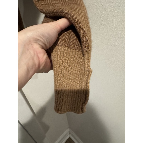 Vintage Ralph Lauren Camel Brown Herringbone Camelhair Cardigan Men's XL 80s/90s - Picture 13 of 15